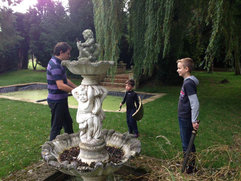 Nic leads James and Zac in a Hobbit trail