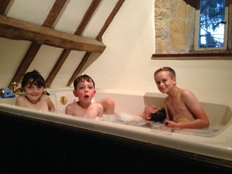 One of the many baths in the ten bedrooms
