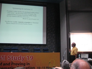 The first plenary with Longo talking about the hominoid brain doing research mathematics
