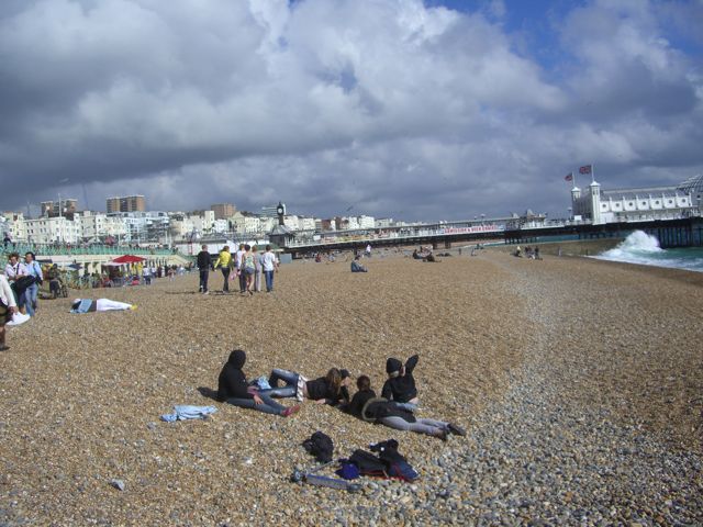 A few punters on the beach