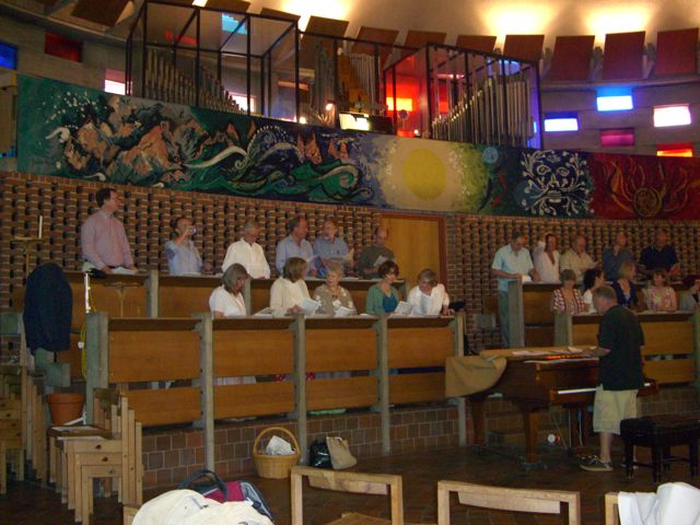 The Alumni Singers rehearse in the Meeting House. What a great accoustic!