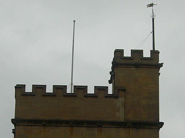 The gargoyle of Maurice Bowra, bottom right, looks down on the Warden's rooms