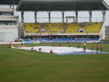 Rain stops play after a few balls