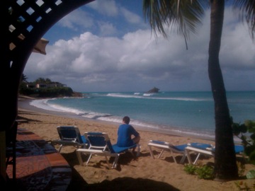 our beach with the hawksbill rock in the centre