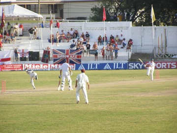 Instead of enforcing the follow on (because Flintoff is injured and Harmison is ill!) England bat again