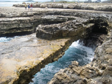 A land bridge carved out by the sea