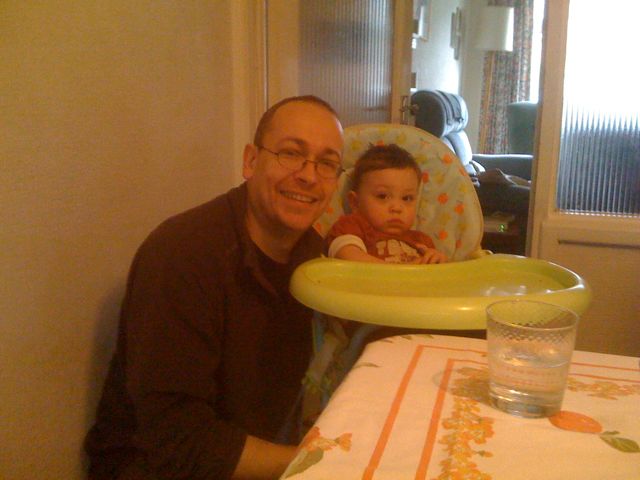 Chris saying goodbye to baby James