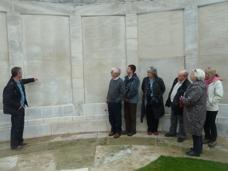 Johan Beselaere shows the name of Dudley at Tyne Cot