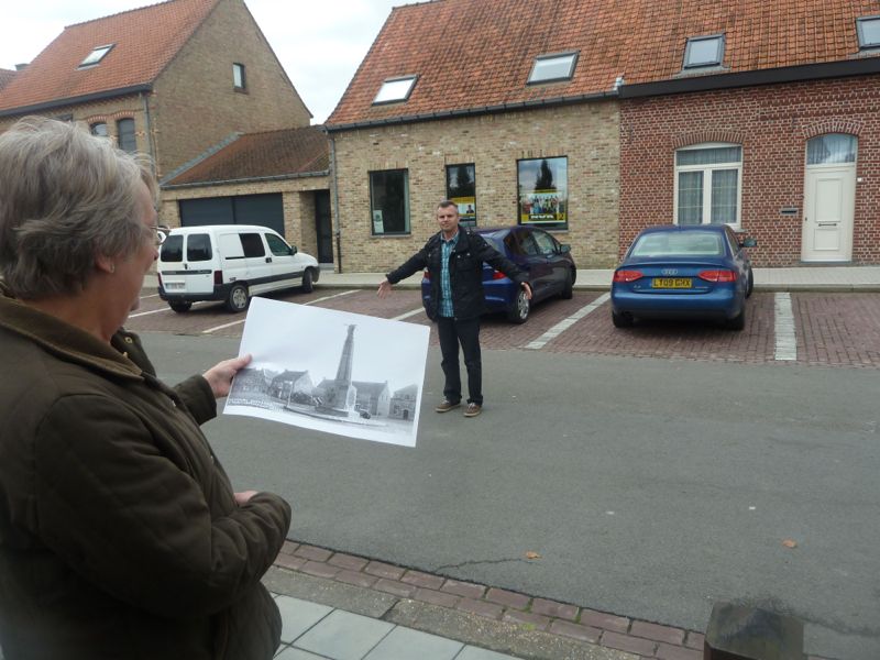 Luc shows where the tank lay after it was moved