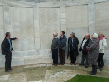 Johan Beselaere shows the name of Dudley at Tyne Cot