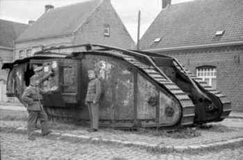 Damon II tank in WW2 with German soldiers